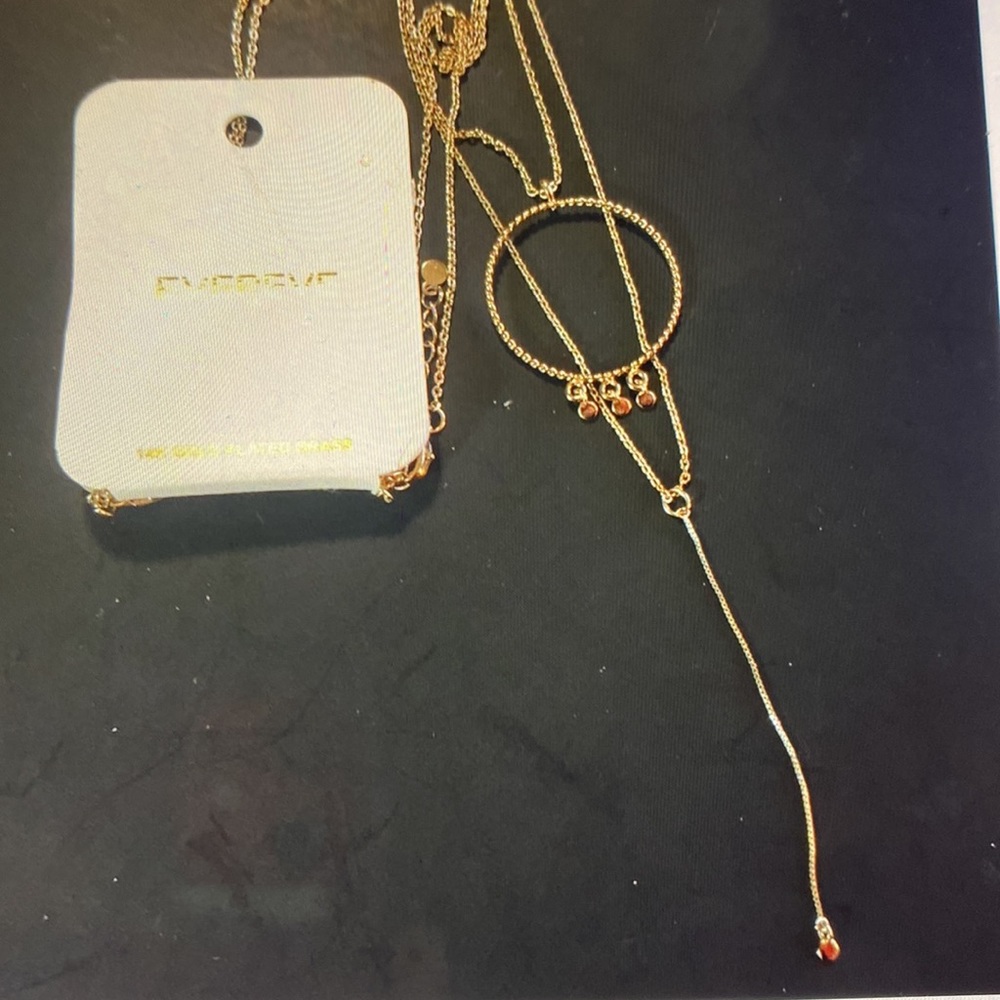 14k GP Levi double 2 necklace circle & Y - Picture 13 of 15